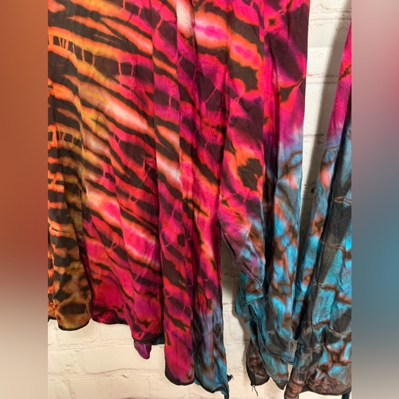 Sacred Threads Boho Hippie Wide Leg Vibrant Tie-Dye Flared Pants one Size - Picture 3 of 4